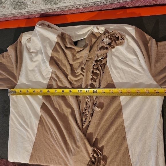 Serena Williams Fringe Cardigan Ivory Sand Size M - Picture 10 of 11
